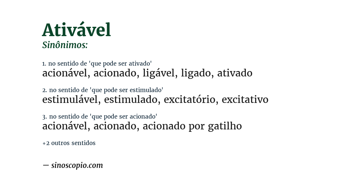Sinônimo de ativável