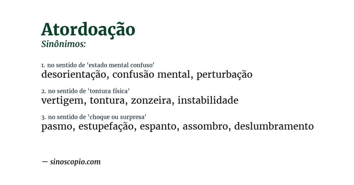 Sinônimo de atordoação