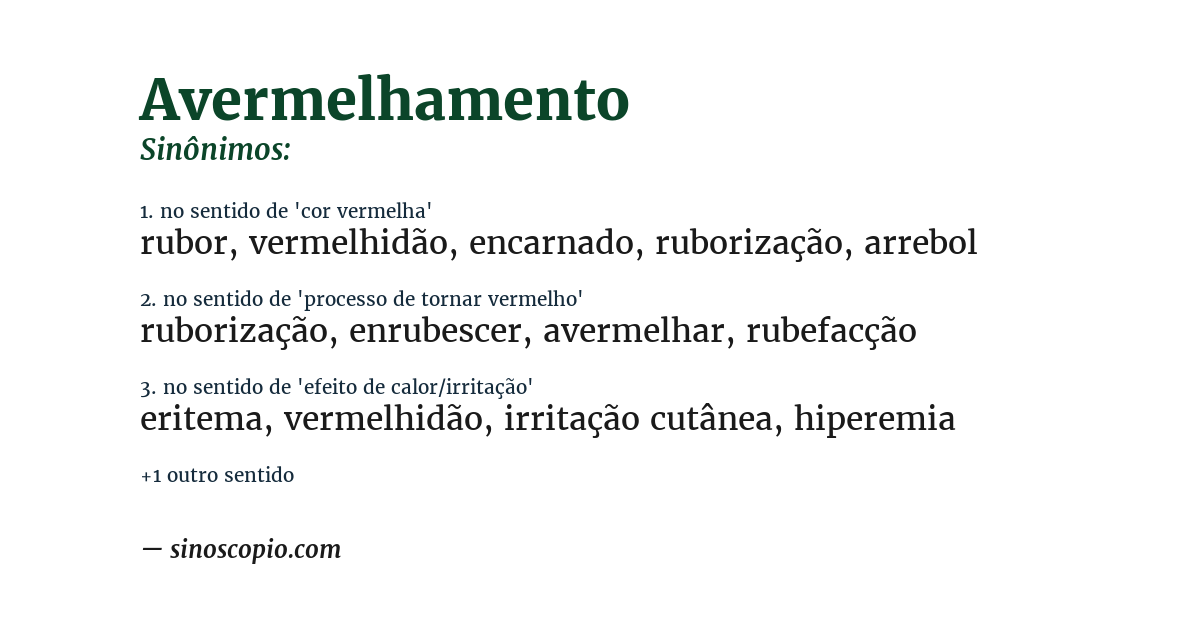 Sinônimo de avermelhamento