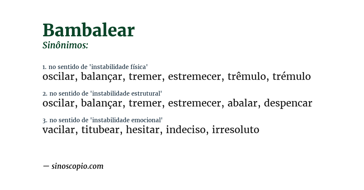Sinônimo de bambalear