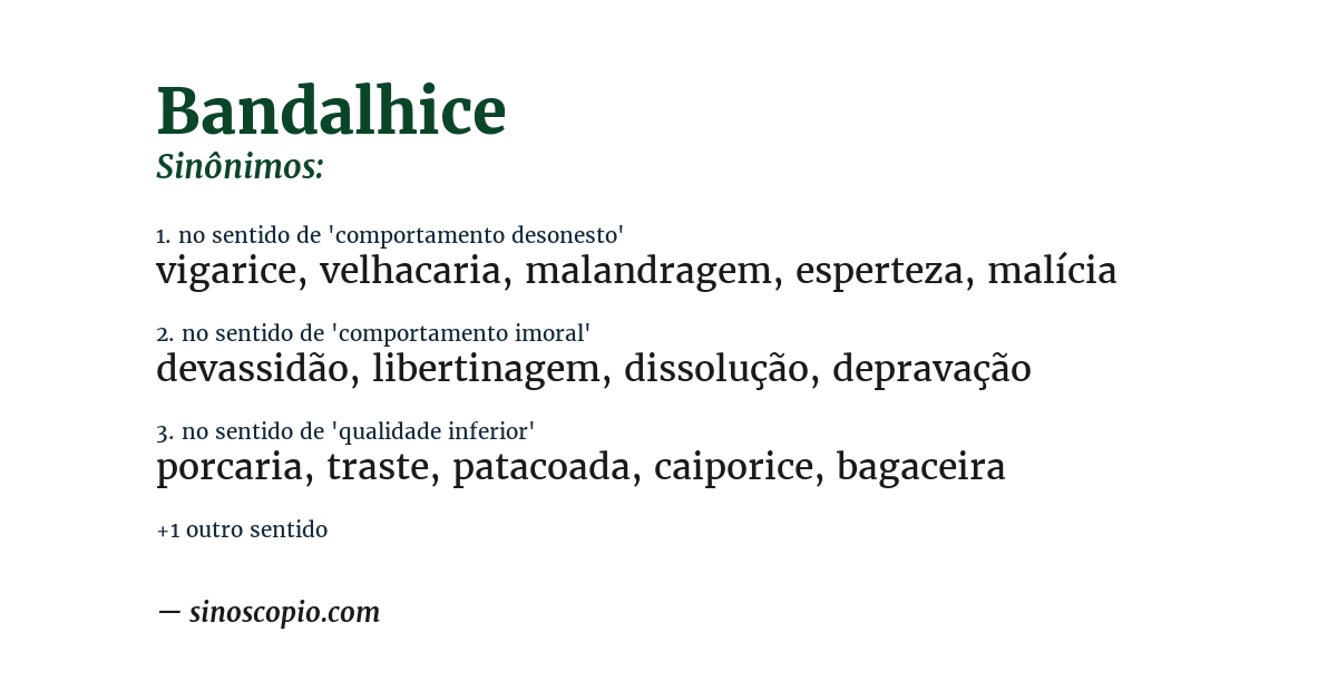 Sinônimo de bandalhice