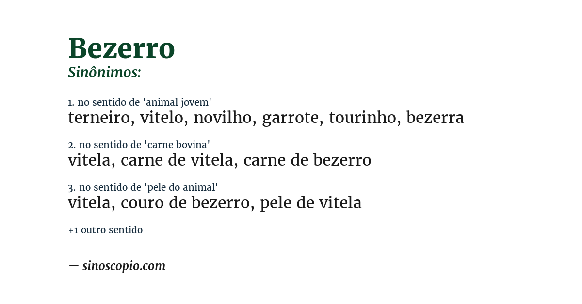 Sinônimo de bezerro
