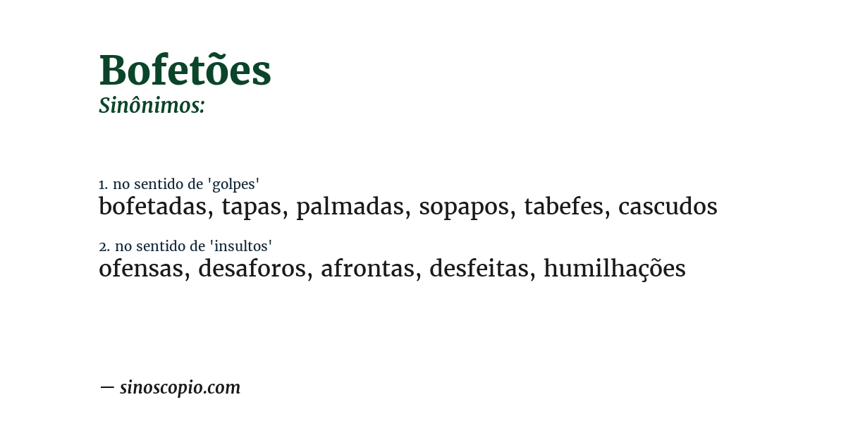 Sinônimo de bofetões