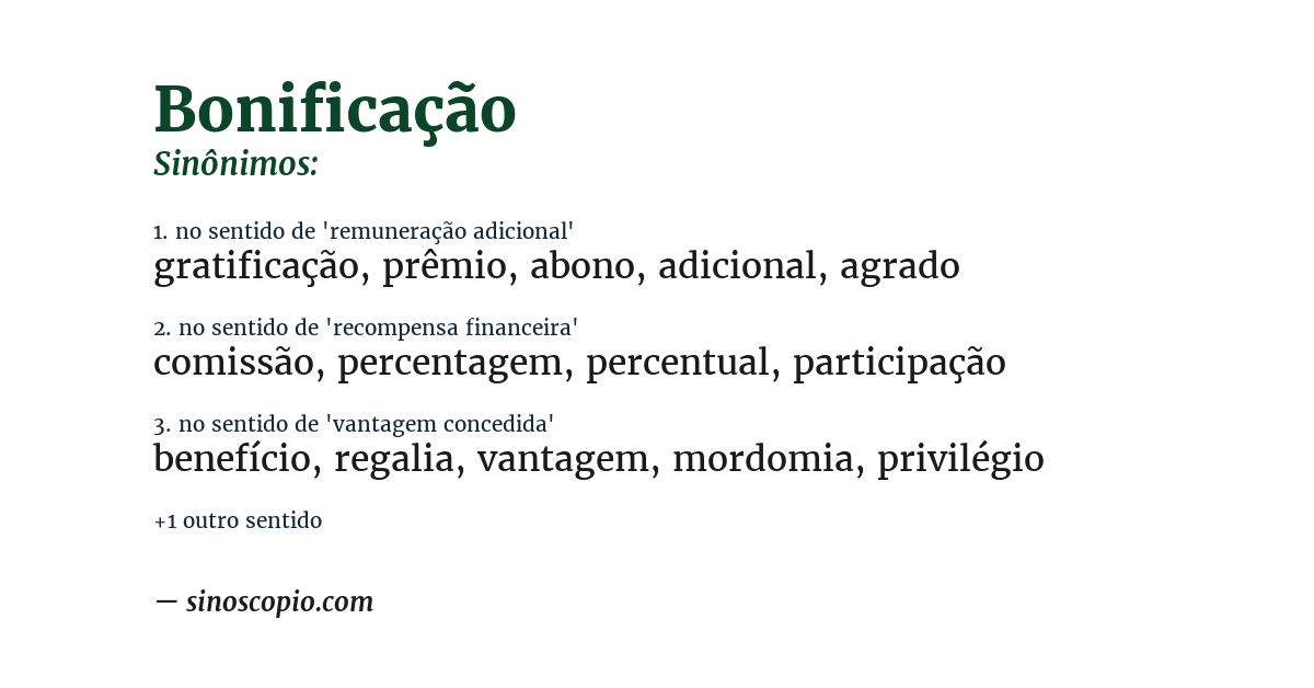 Sinônimo de bonificação