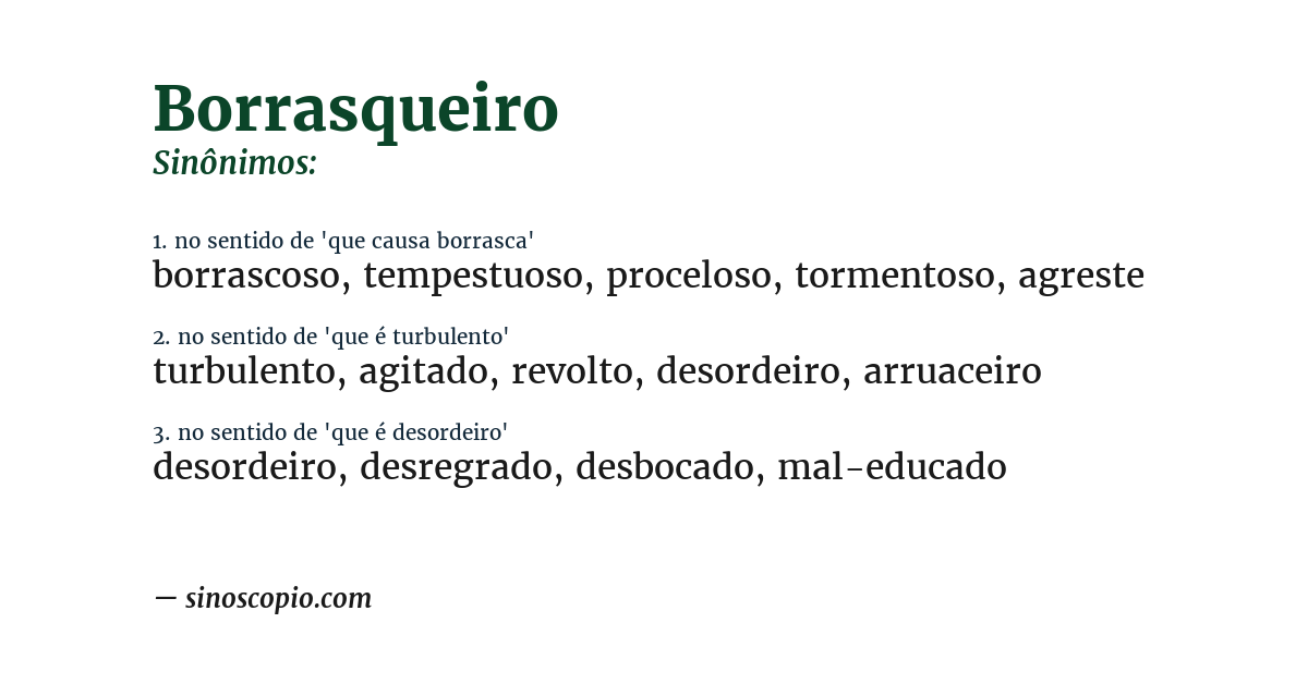 Sinônimo de borrasqueiro