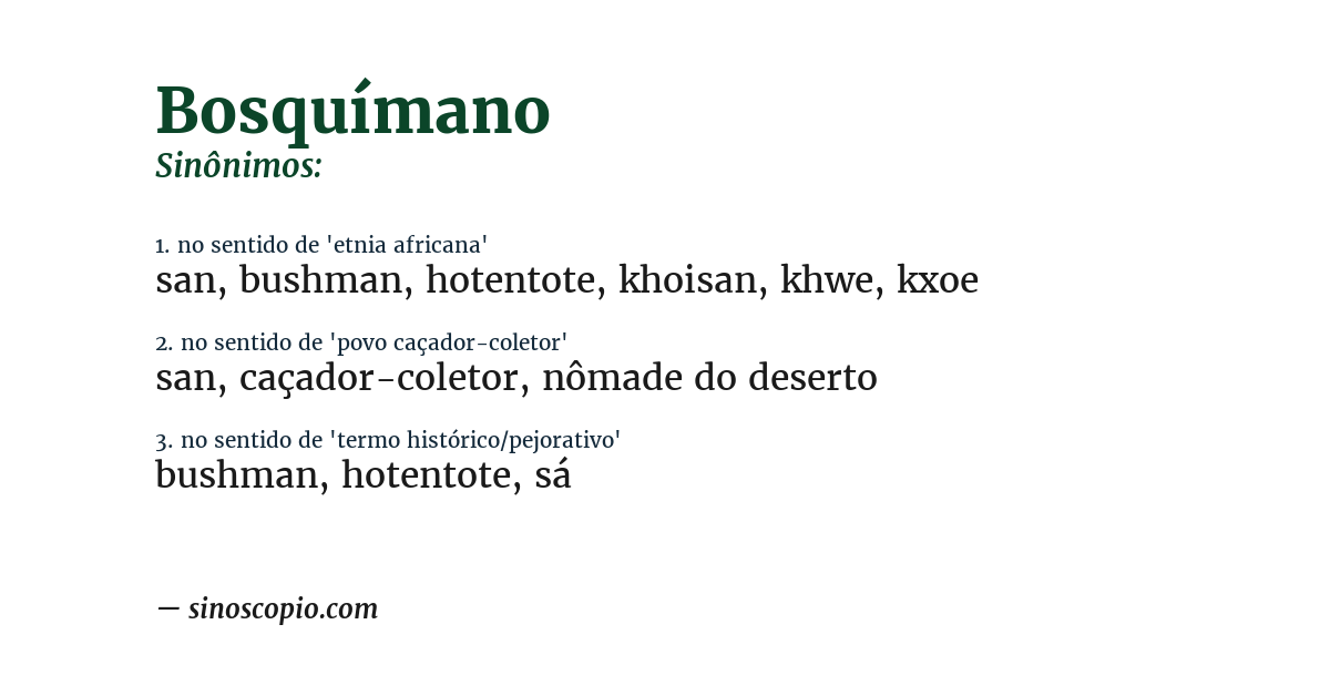 Sinônimo de bosquímano