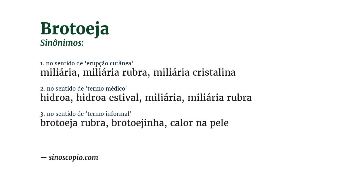 Sinônimo de brotoeja