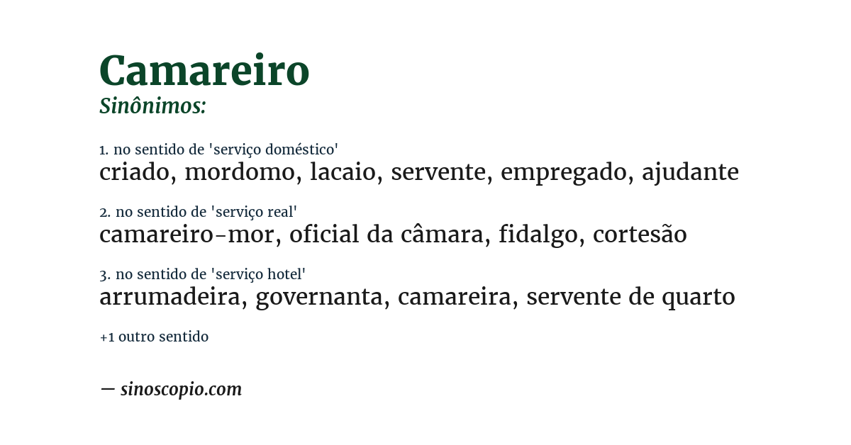 Sinônimo de camareiro
