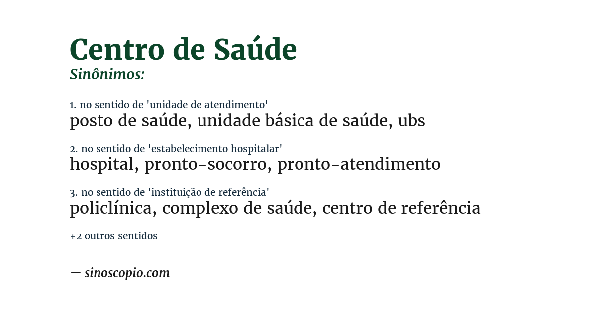 Sinônimo de centro de saúde