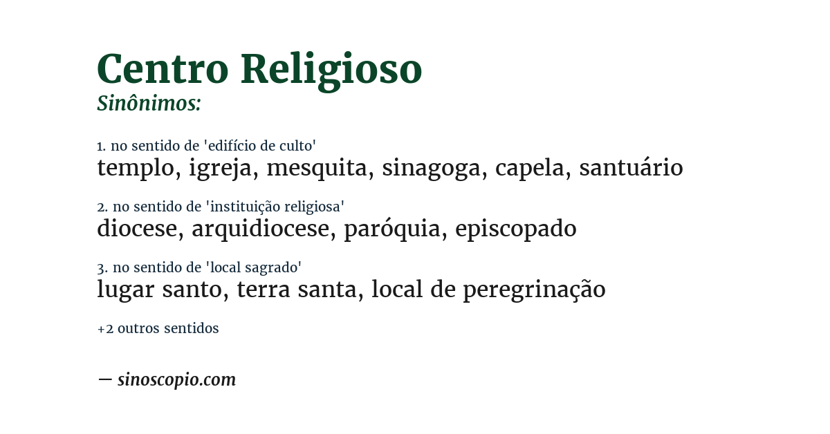 Sinônimo de centro religioso