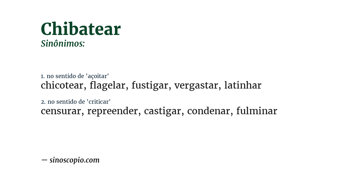 Sinônimo de chibatear