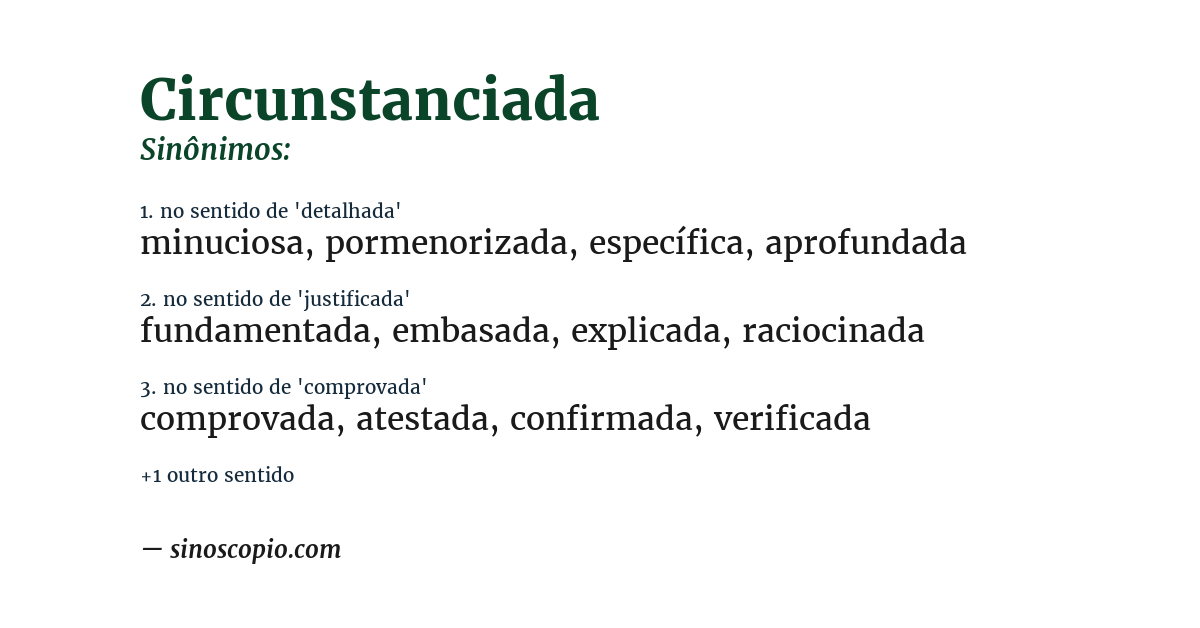 Sinônimo de circunstanciada