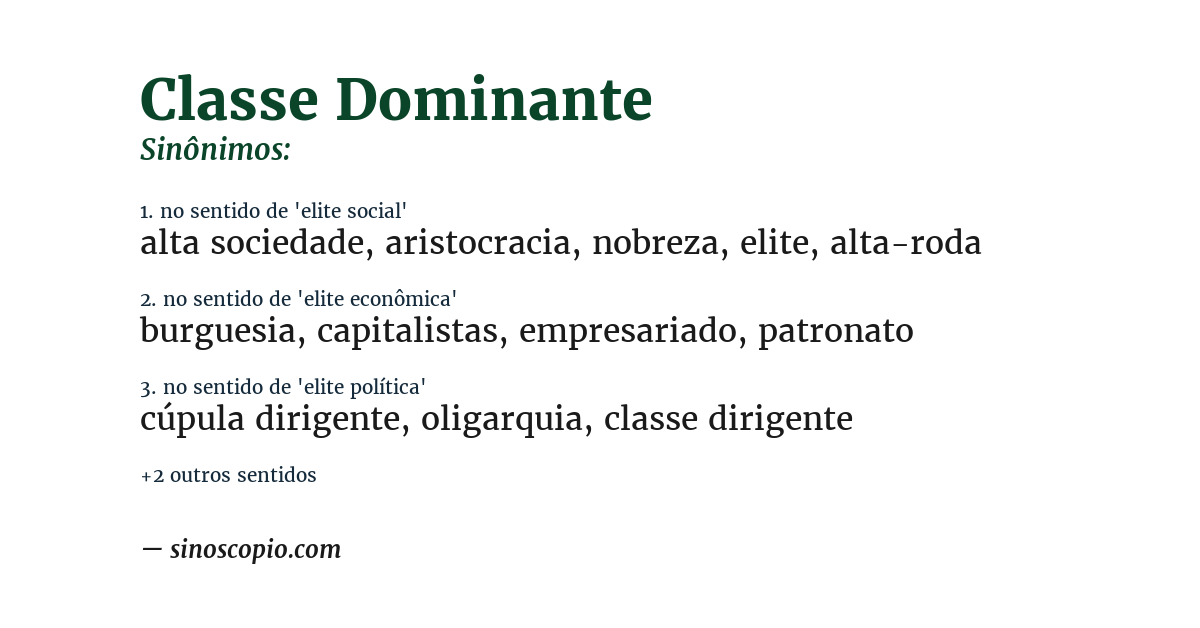 Sinônimo de classe dominante