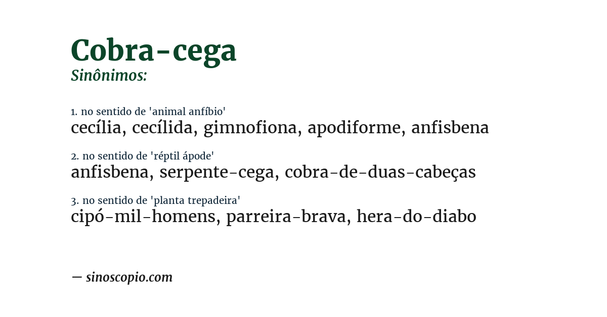 Sinônimo de cobra-cega