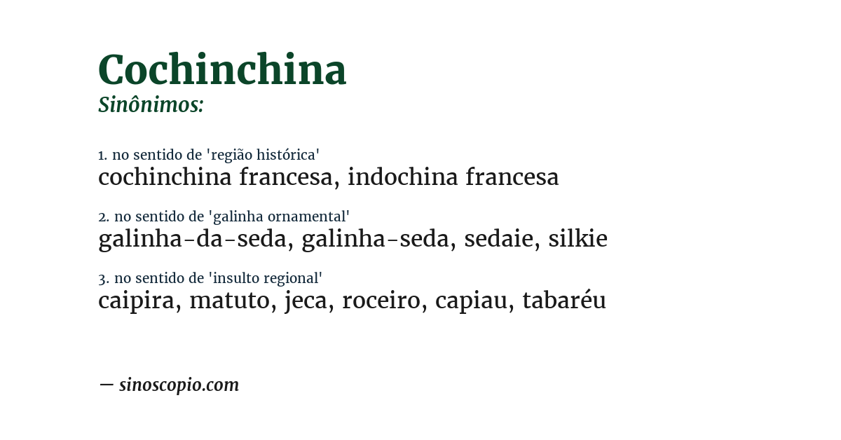 Sinônimo de cochinchina