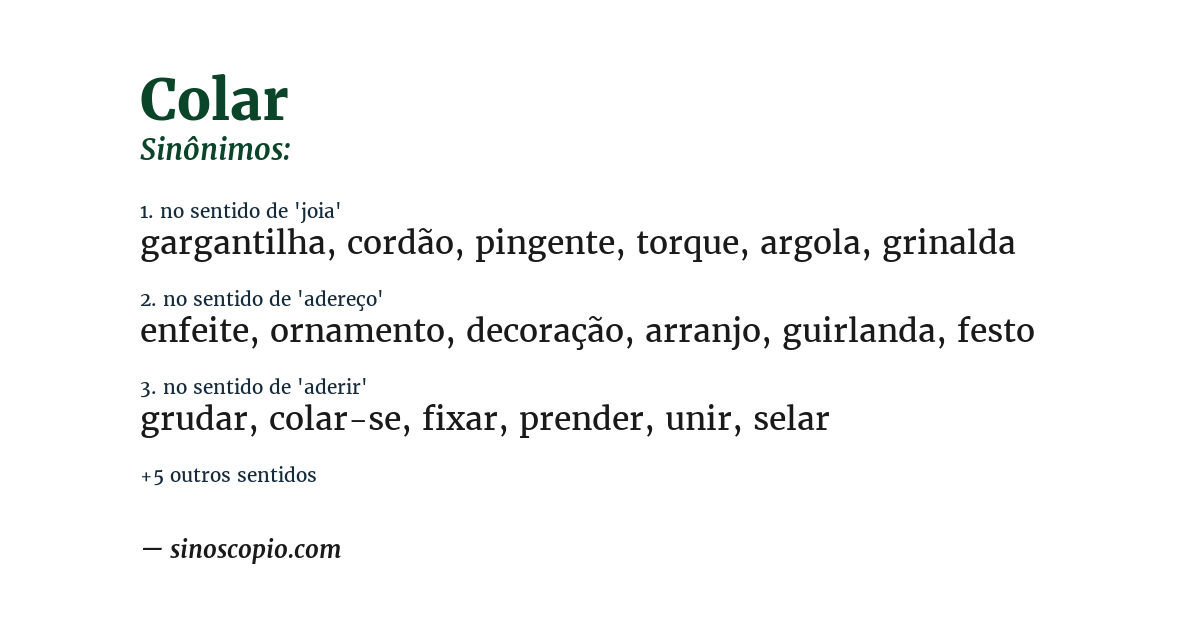 Sinônimo de colar
