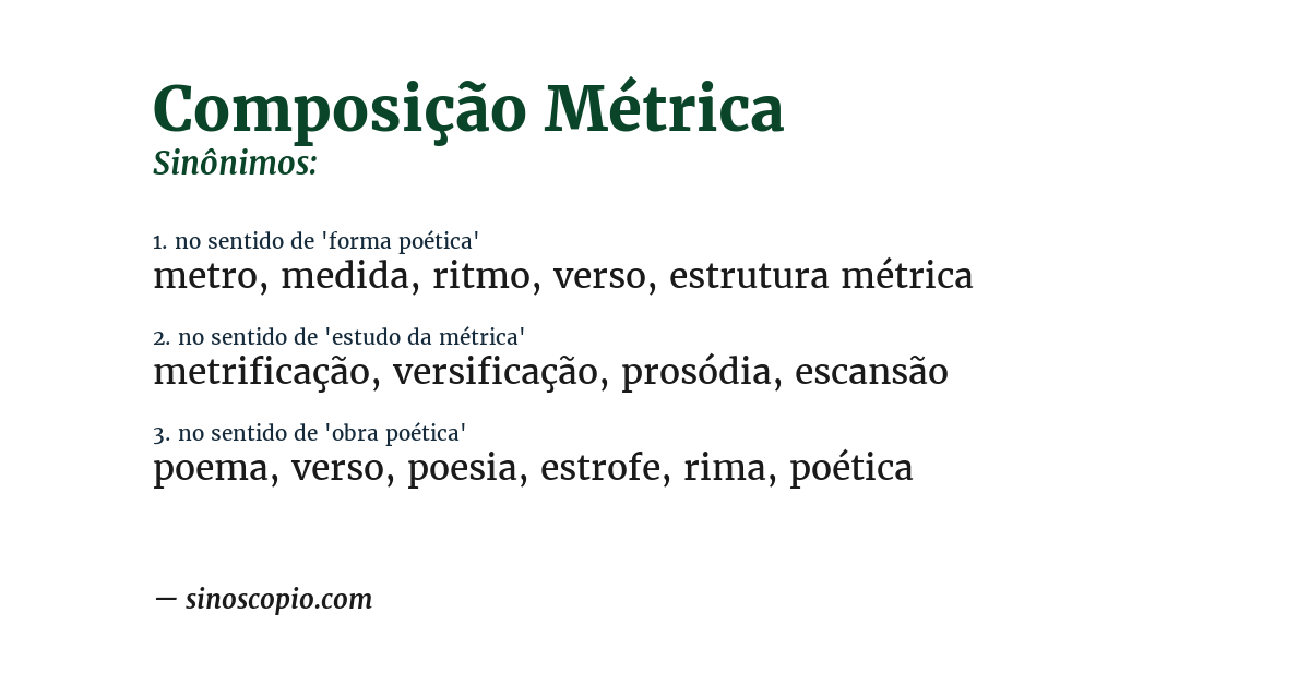Sinônimo de composição métrica