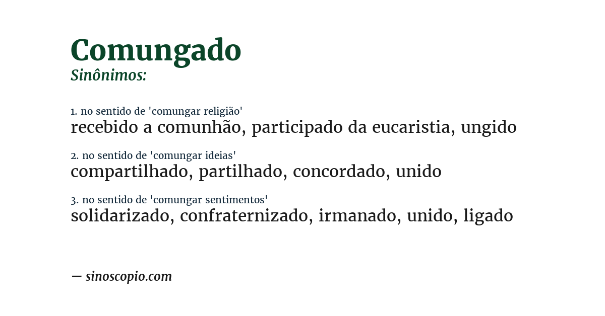 Sinônimo de comungado