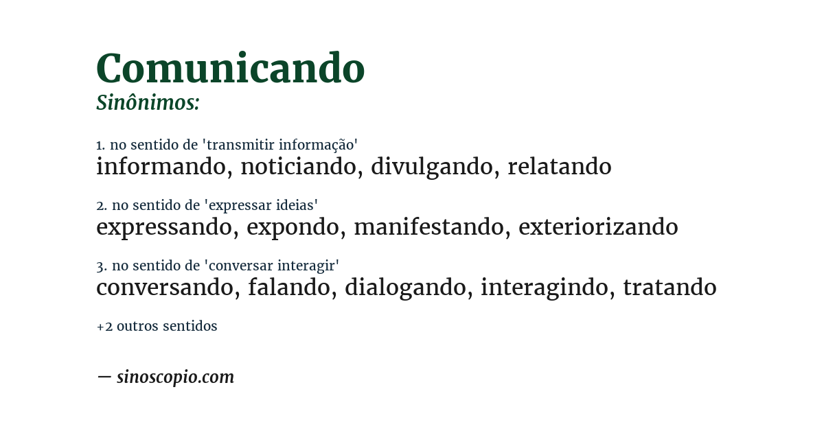 Sinônimo de comunicando