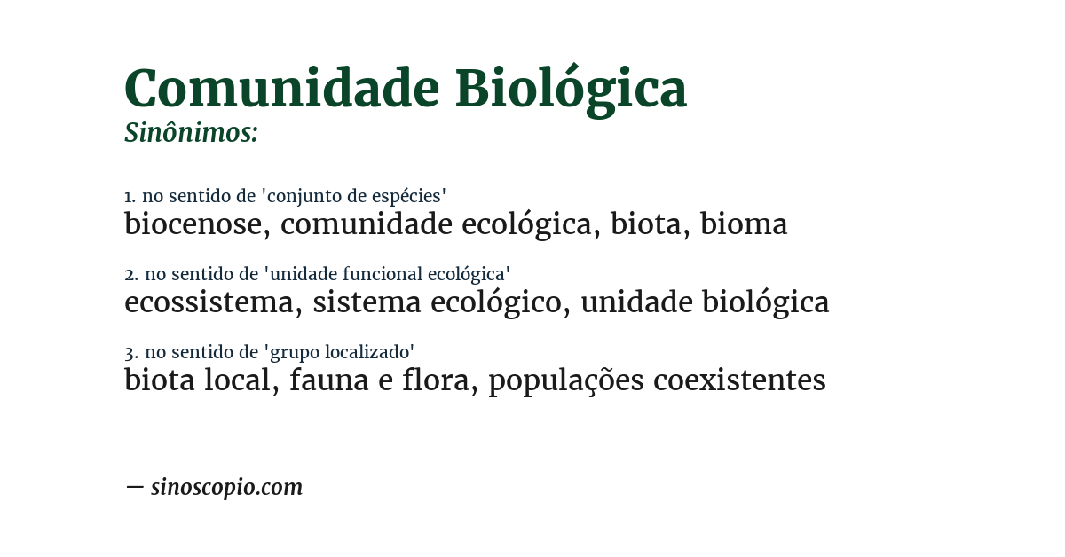 Sinônimo de comunidade biológica