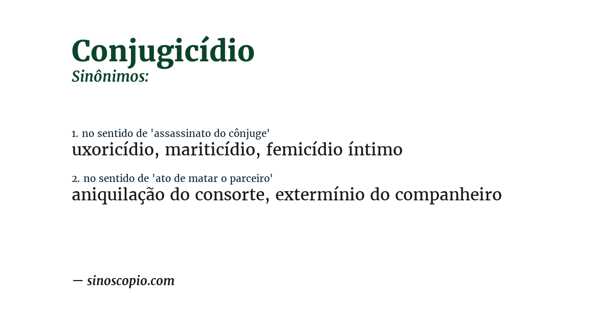 Sinônimo de conjugicídio