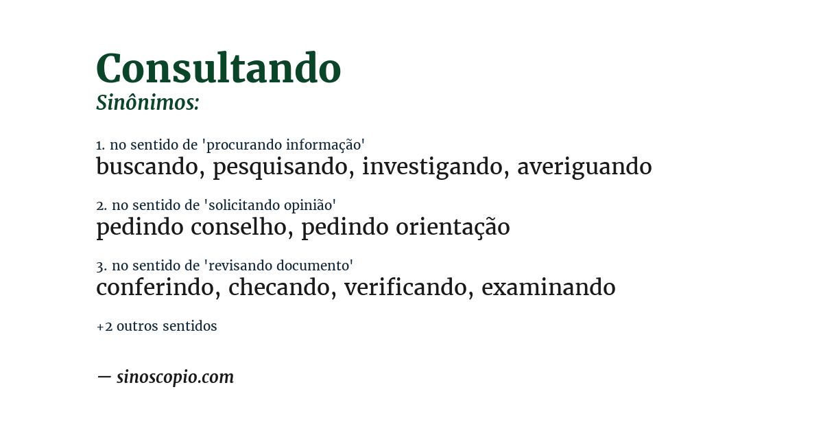 Sinônimo de consultando
