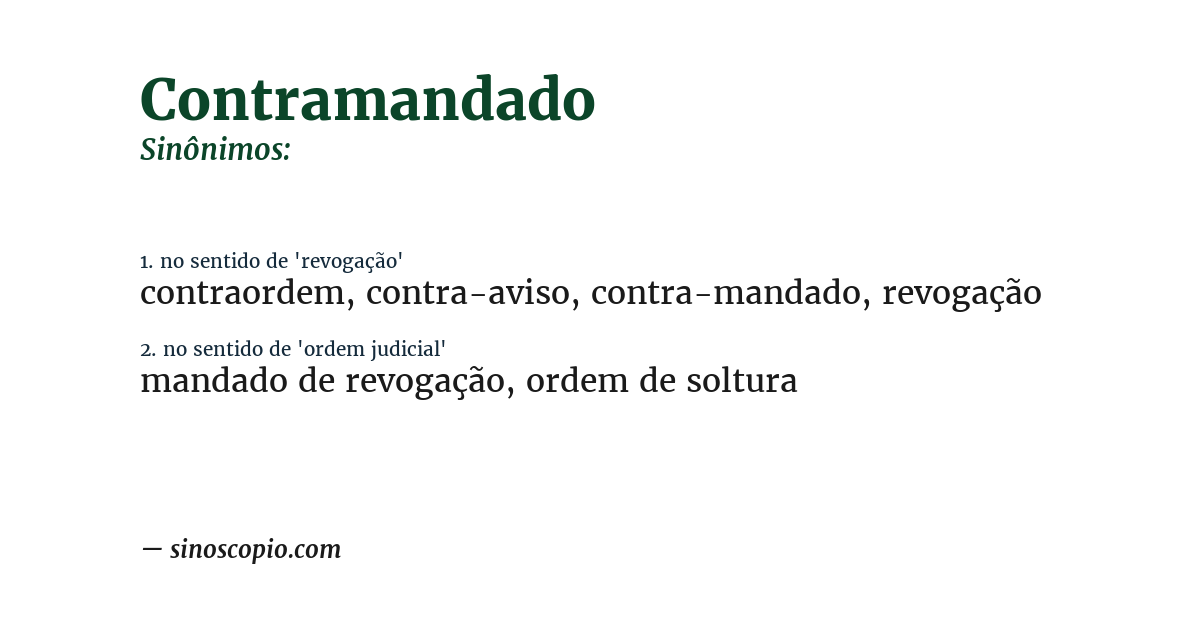 Sinônimo de contramandado
