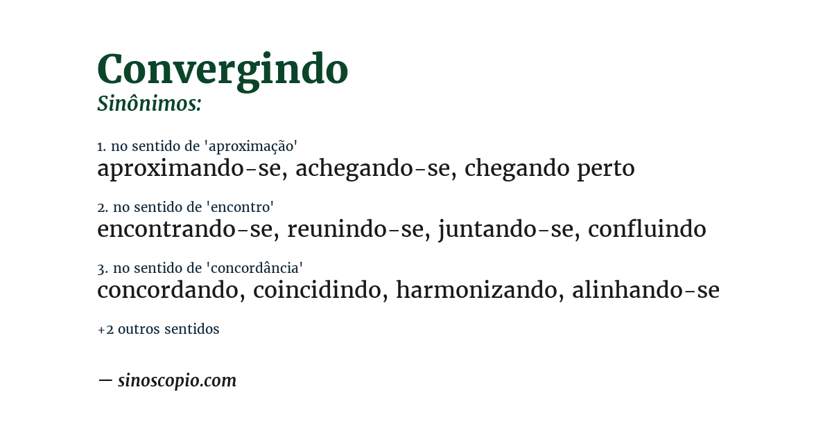 Sinônimo de convergindo