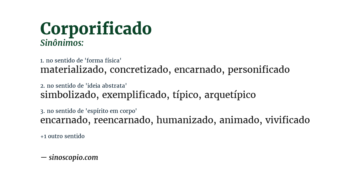 Sinônimo de corporificado