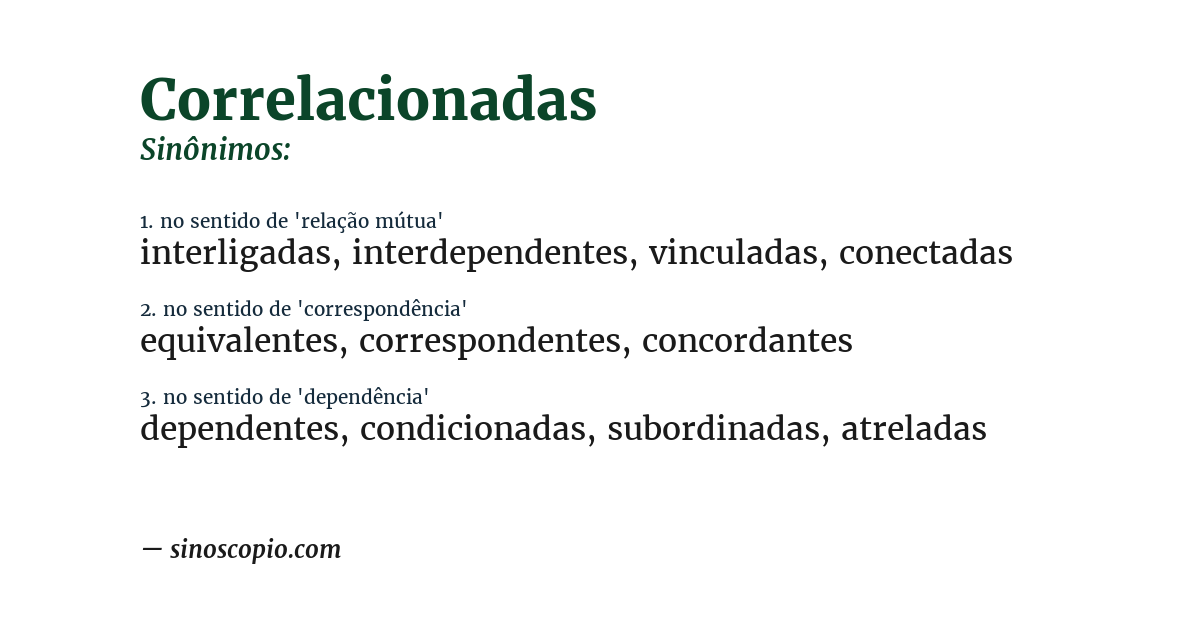 Sinônimo de correlacionadas