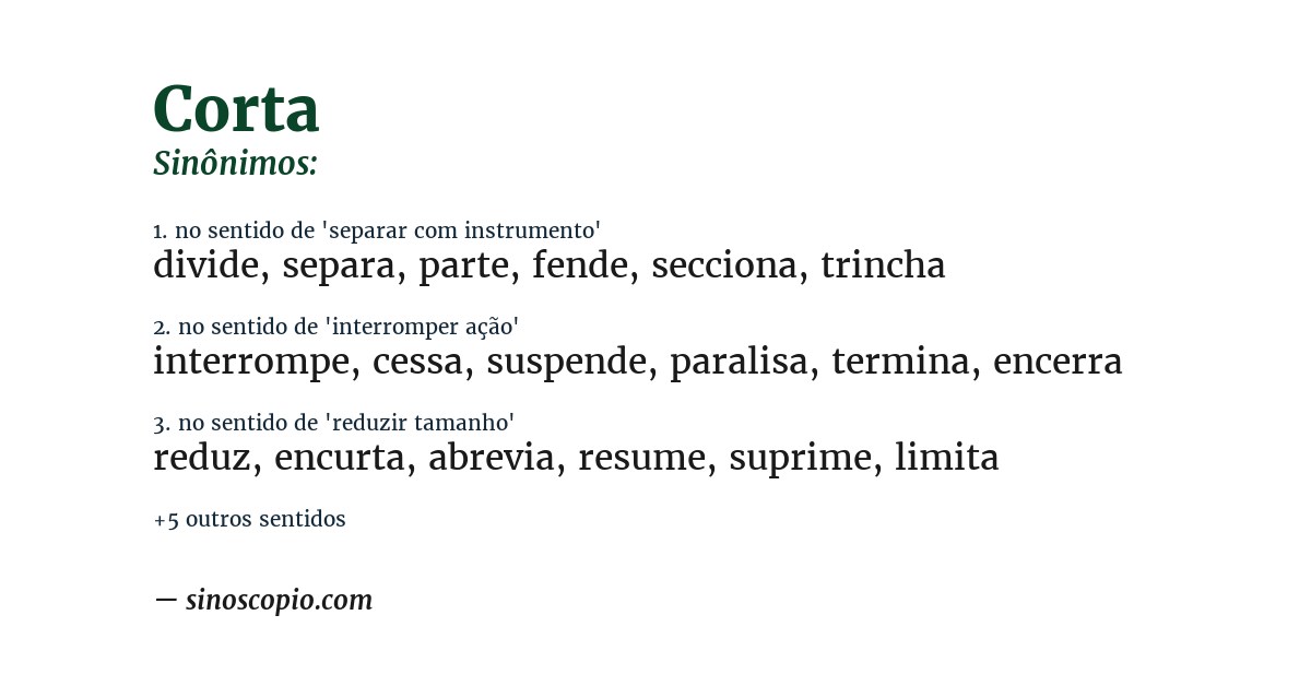 Sinônimo de corta