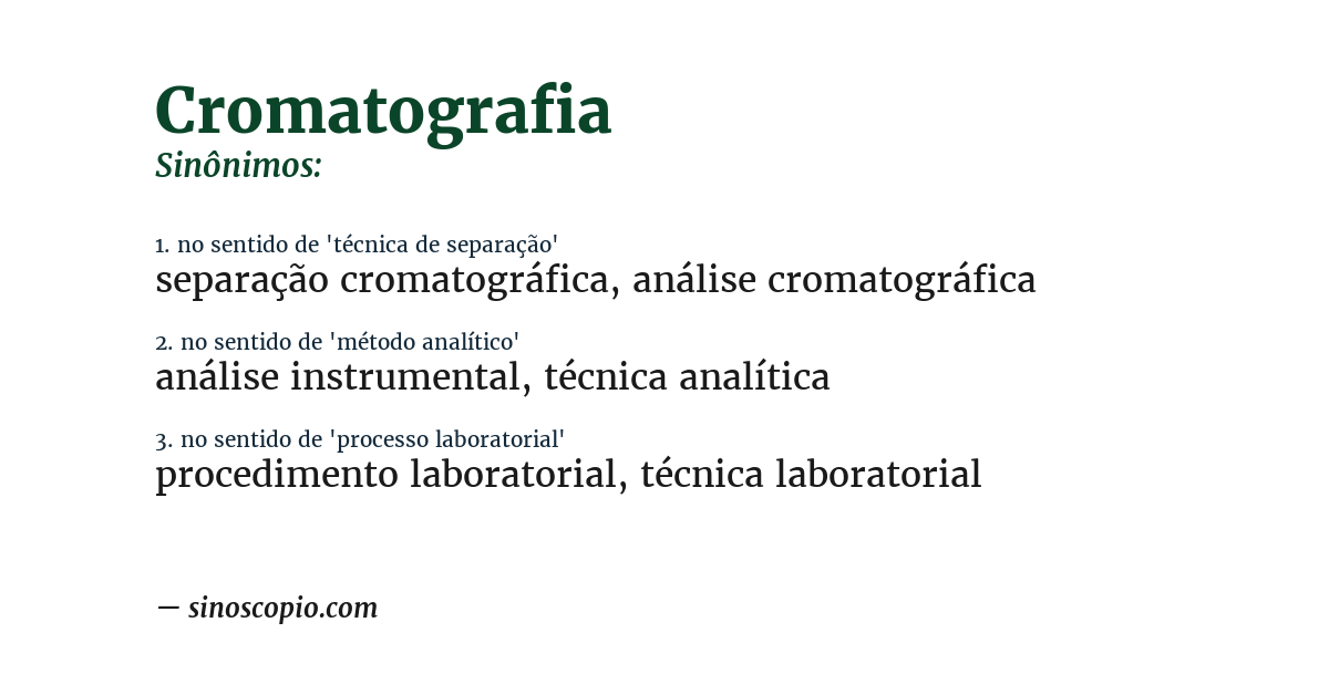 Sinônimo de cromatografia