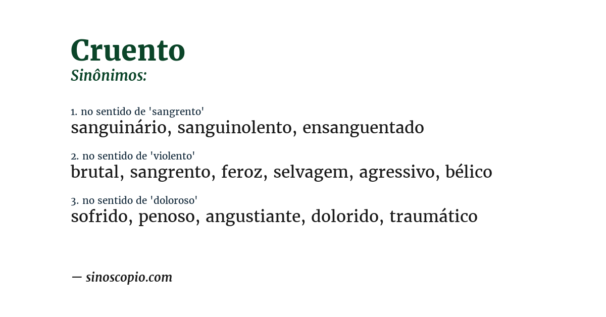 Sinônimo de cruento