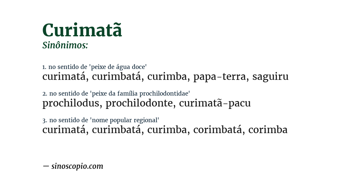 Sinônimo de curimatã