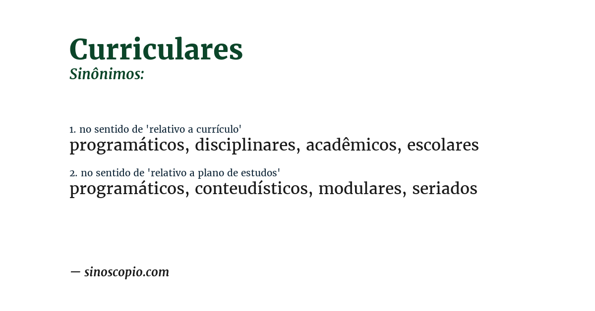 Sinônimo de curriculares