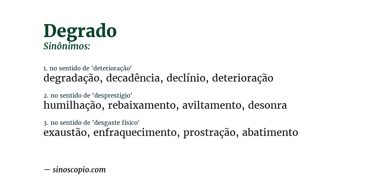 Sinônimo de degrado