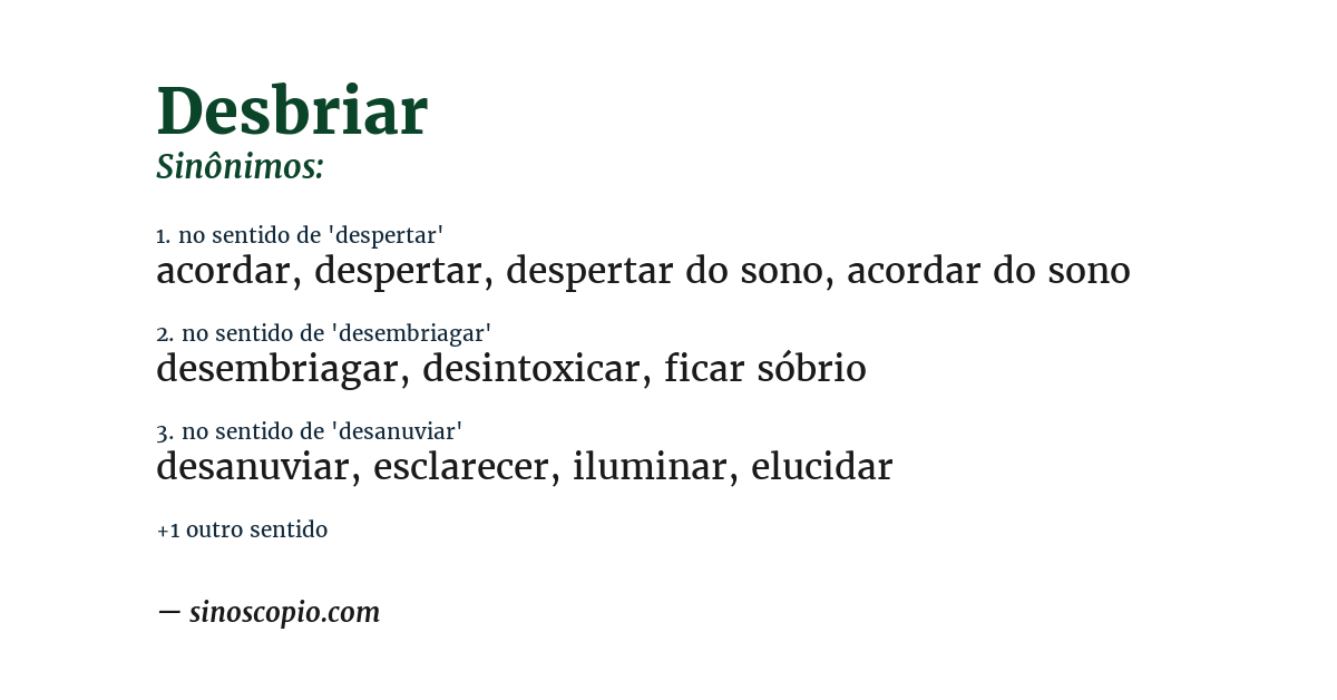 Sinônimo de desbriar