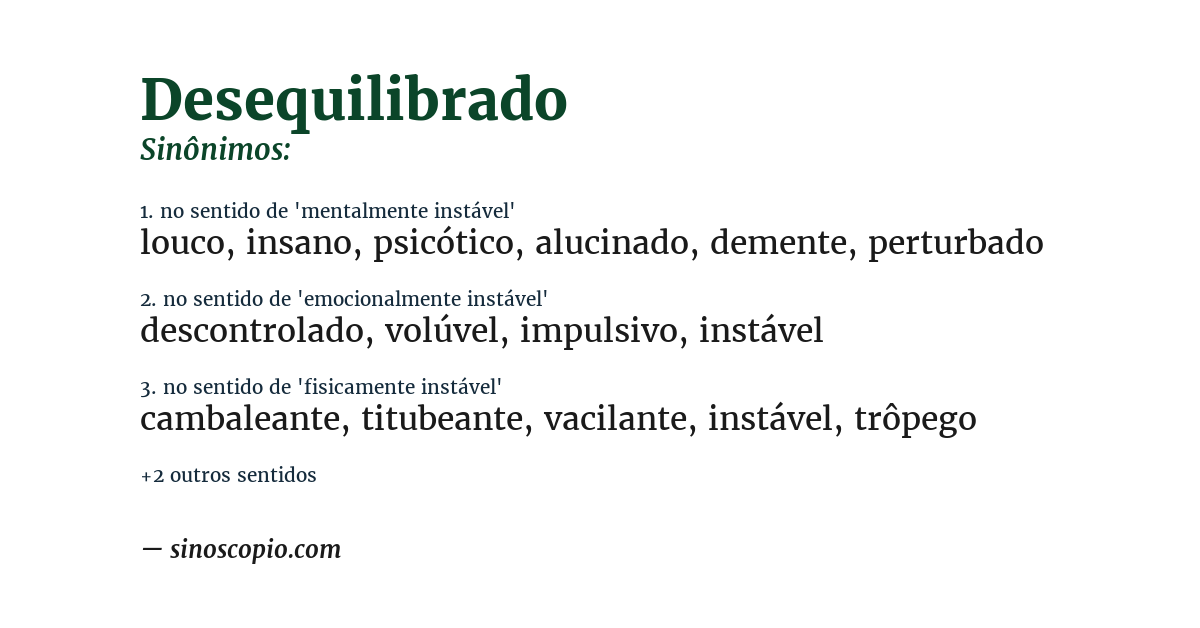 Sinônimo de desequilibrado