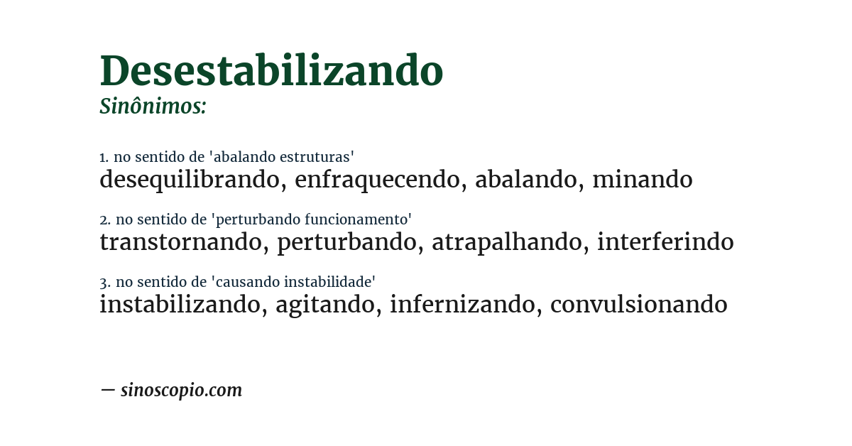Sinônimo de desestabilizando