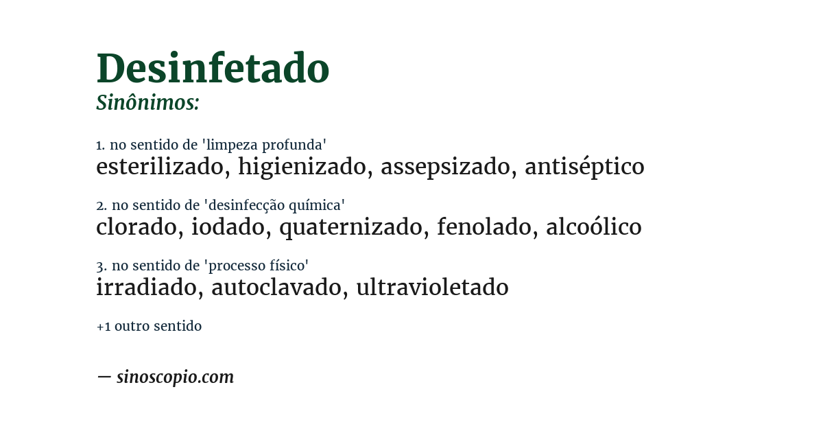 Sinônimo de desinfetado