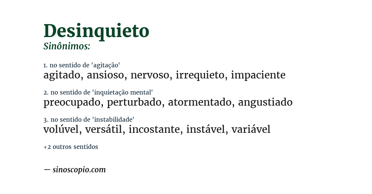 Sinônimo de desinquieto