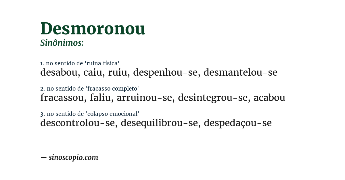 Sinônimo de desmoronou