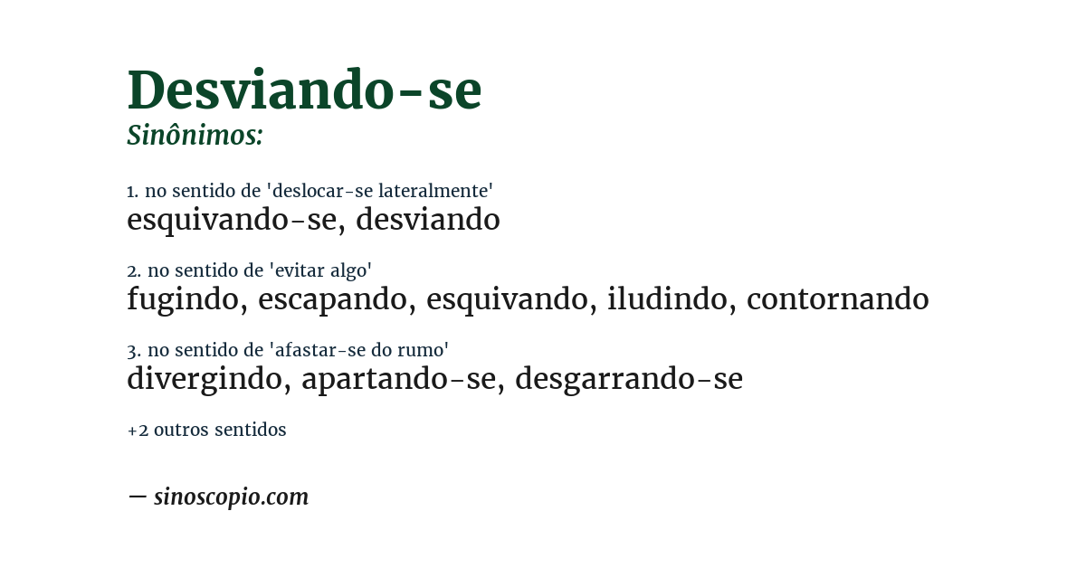 Sinônimo de desviando-se