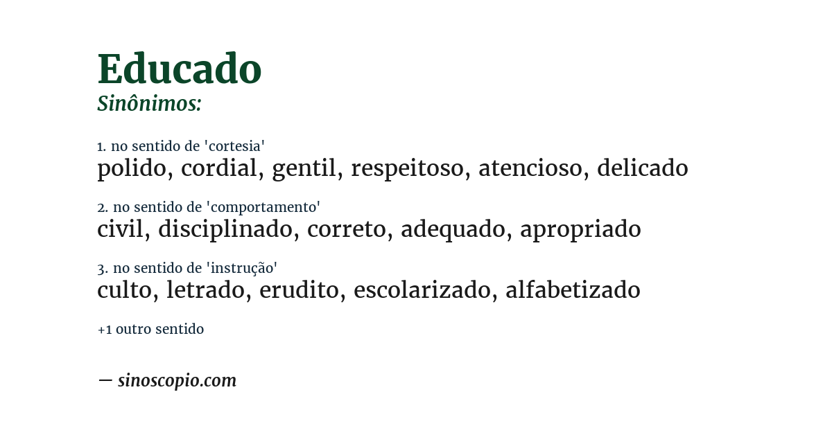 Sinônimo de educado