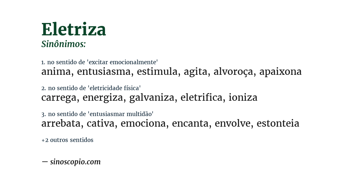 Sinônimo de eletriza