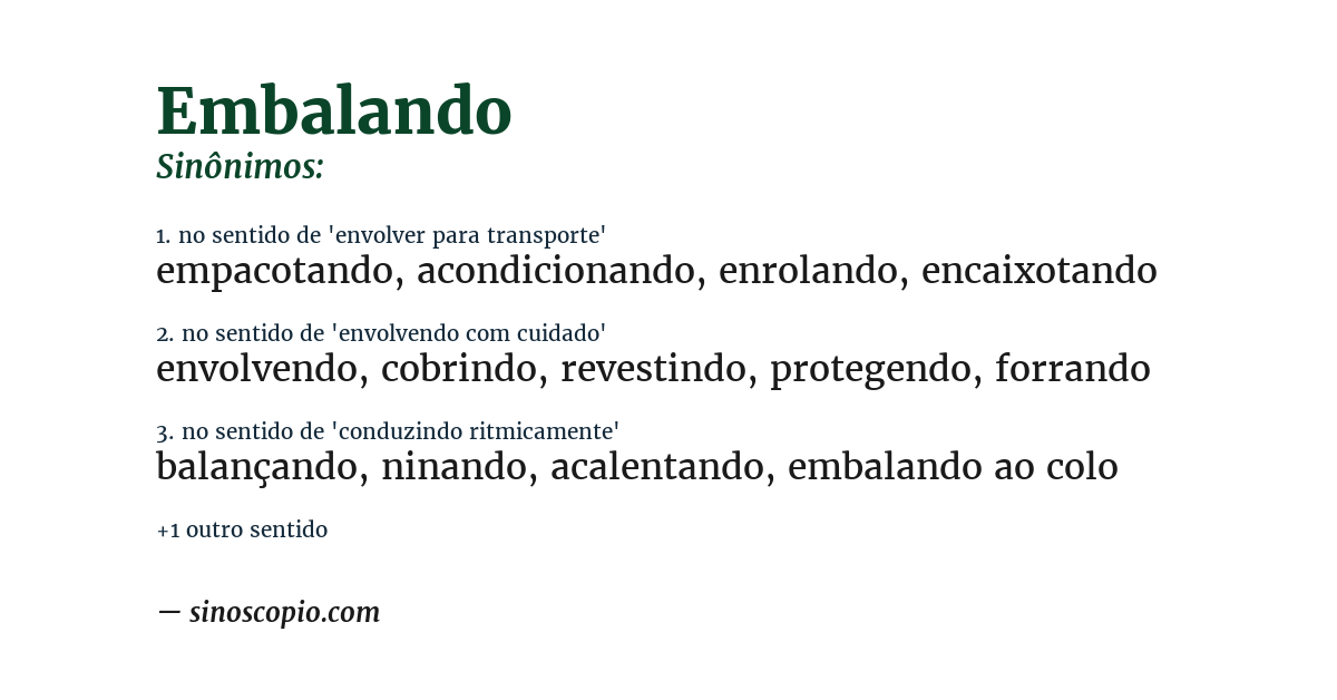 Sinônimo de embalando