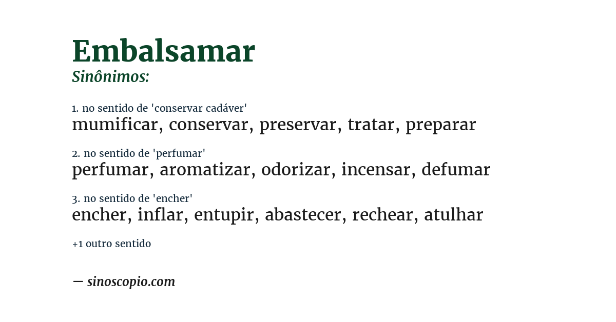 Sinônimo de embalsamar