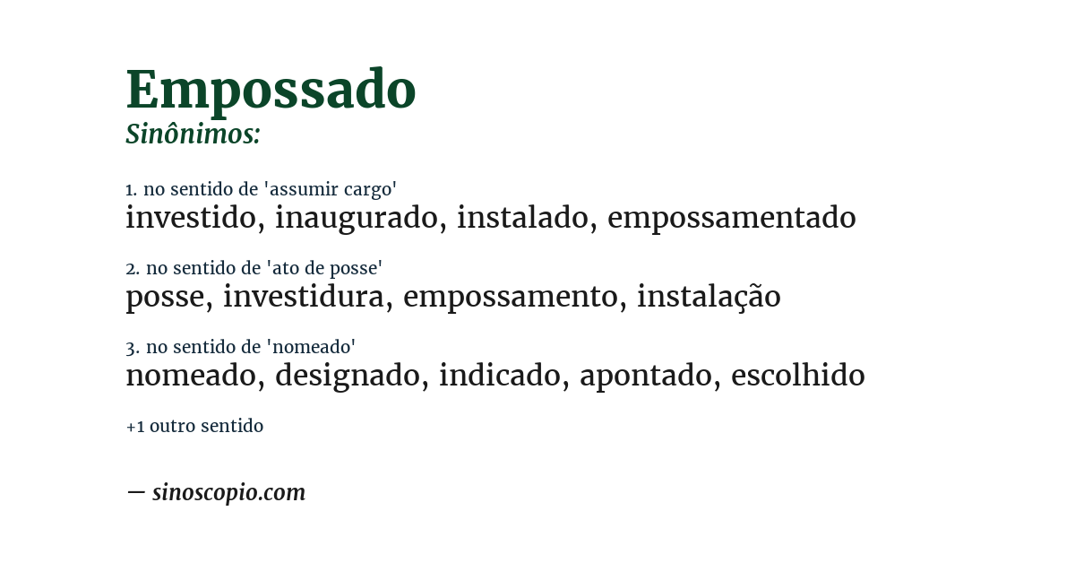 Sinônimo de empossado