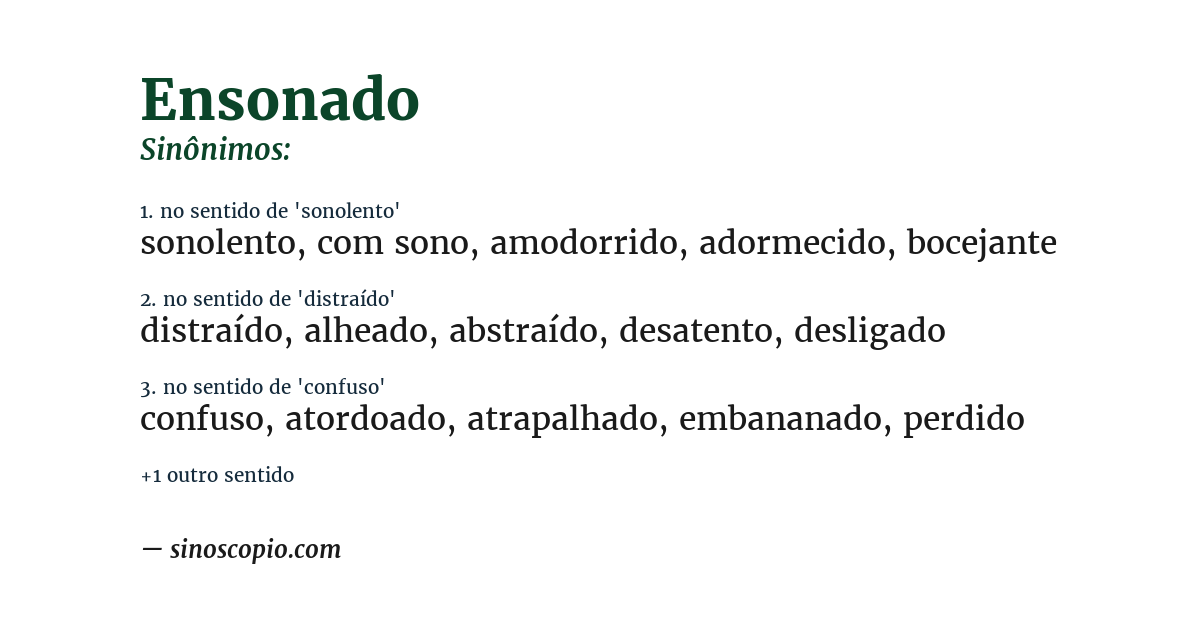 Sinônimo de ensonado