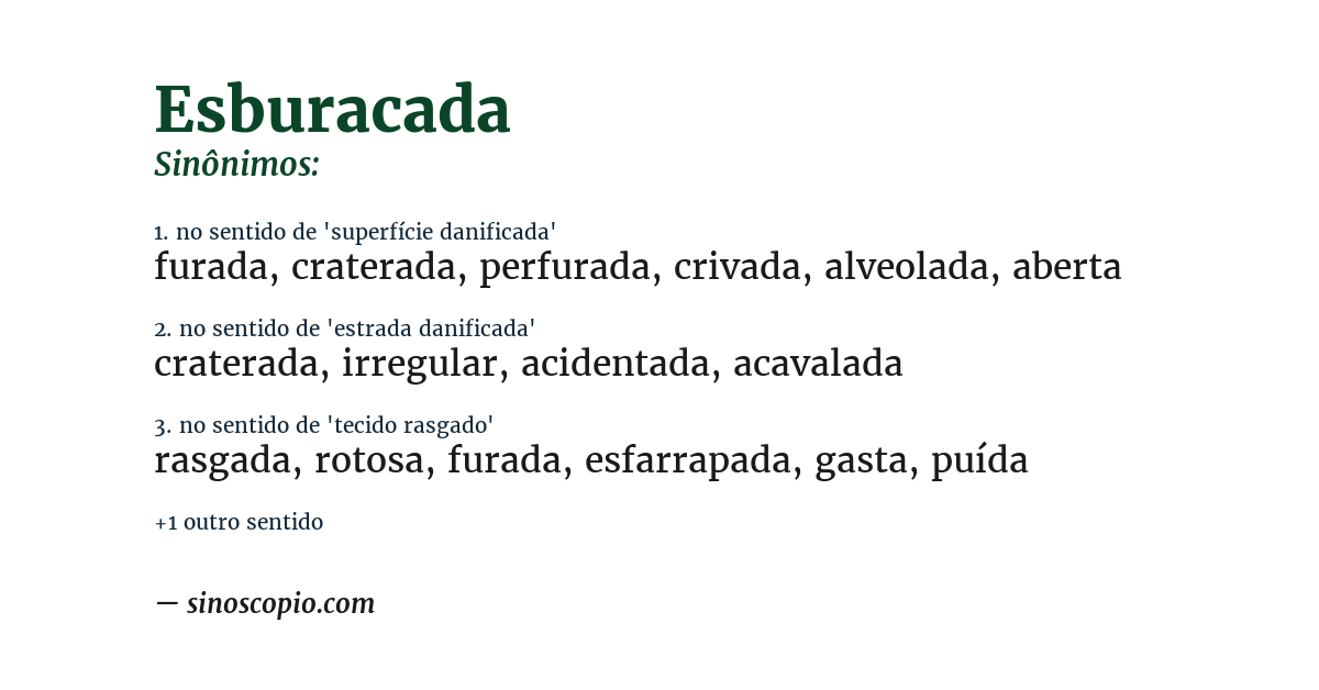 Sinônimo de esburacada